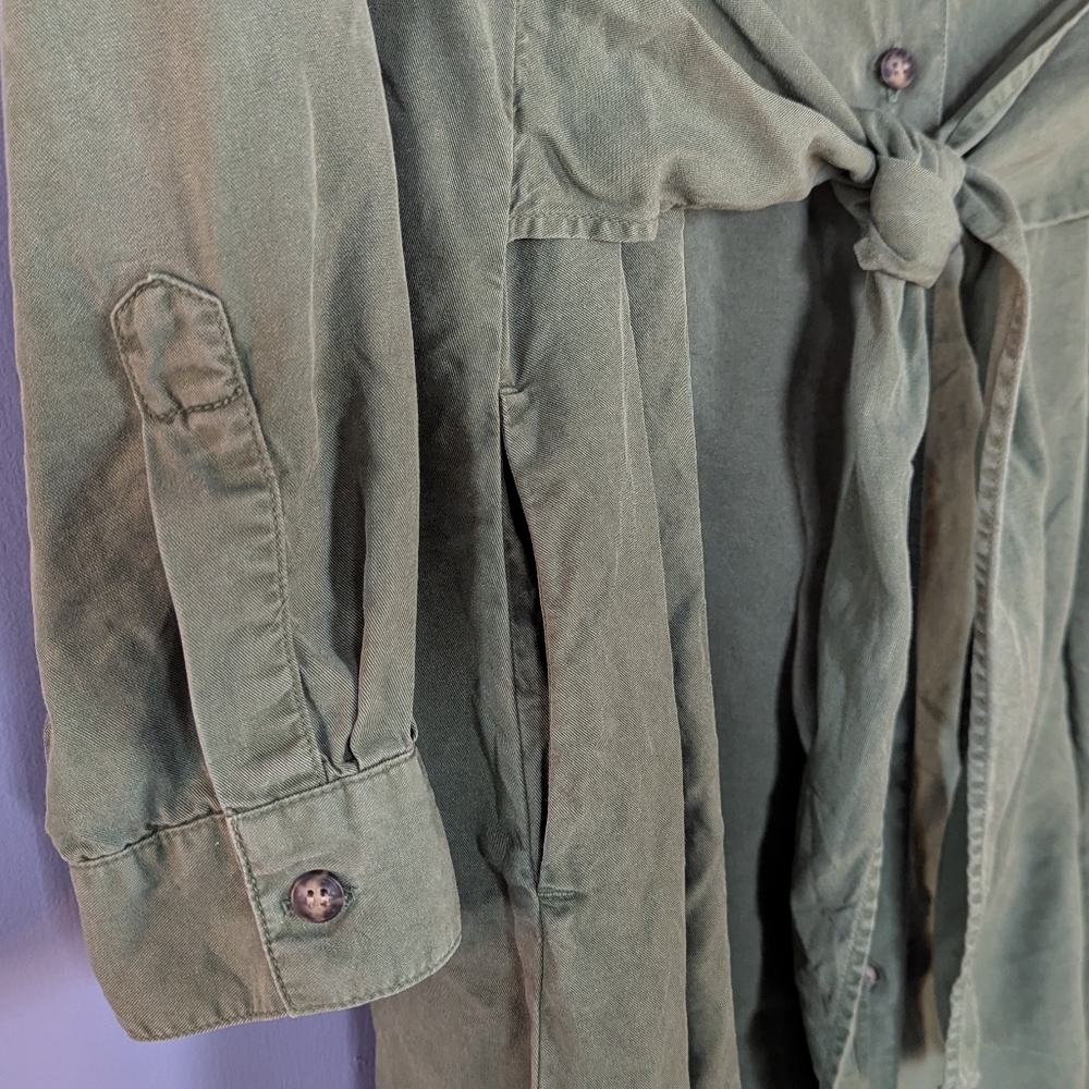 Isabella Oliver Kelsey Maternity & Nursing Dress, Olive Green Midi Shirt Dress - Picture 10 of 14